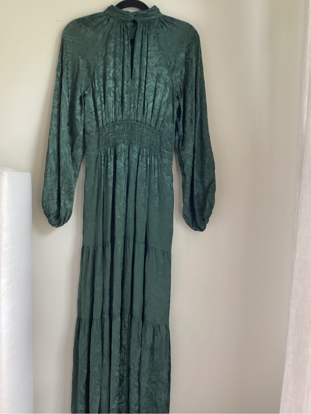 Anthropologie The Somerset Maxi Dress Mock-Neck Edition Small Green Tiered - Picture 8 of 16